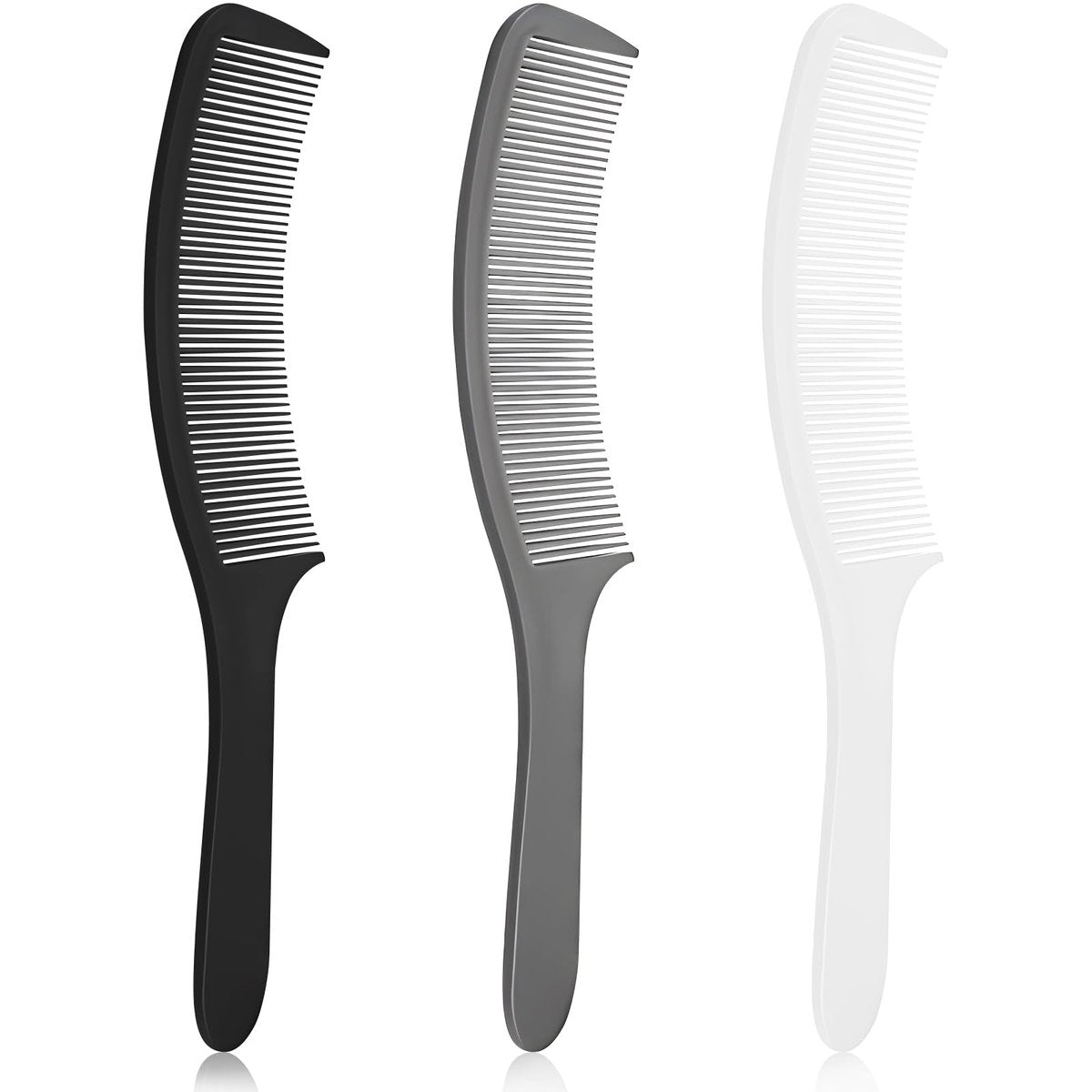 3-Piece Curved Barber Clipper Comb Set - Black, White, Grey - Ergonomic Flat Top Design for Professional Haircuts Avelisse