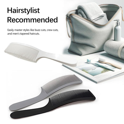 3-Piece Curved Barber Clipper Comb Set - Black, White, Grey - Ergonomic Flat Top Design for Professional Haircuts Avelisse