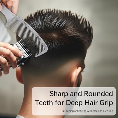 3-Piece Curved Barber Clipper Comb Set - Black, White, Grey - Ergonomic Flat Top Design for Professional Haircuts Avelisse