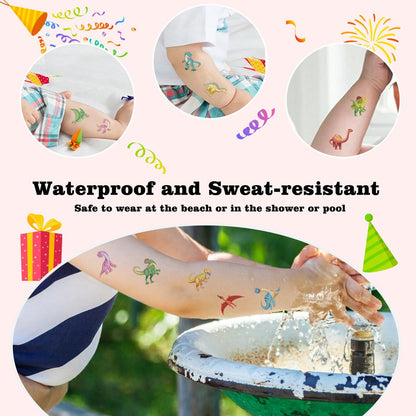 104 PCS Dinosaur Temporary Tattoos for Kids Party Supplies - Fun Dino Tattoo Stickers for Boys Girls Birthday Favors