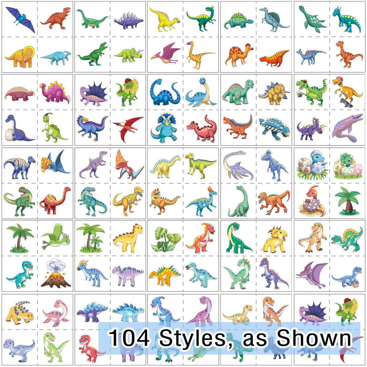 104 PCS Dinosaur Temporary Tattoos for Kids Party Supplies - Fun Dino Tattoo Stickers for Boys Girls Birthday Favors - görsel 4