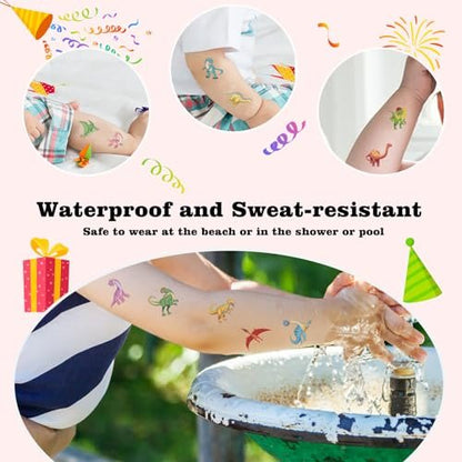 104 PCS Dinosaur Temporary Tattoos for Kids Party Supplies - Fun Dino Tattoo Stickers for Boys Girls Birthday Favors
