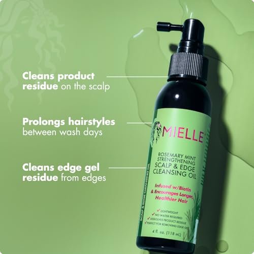 Mielle Organics Rosemary & Mint Scalp & Edge Cleansing Hair Oil - No-Rinse Scalp Cleanser for Product Build Up, Prolongs Hairstyles Between Wash Days & Encourages Longer, Healthier Hair (4 Oz) - görsel 5