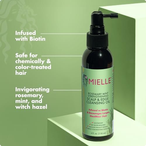 Mielle Organics Rosemary & Mint Scalp & Edge Cleansing Hair Oil - No-Rinse Scalp Cleanser for Product Build Up, Prolongs Hairstyles Between Wash Days & Encourages Longer, Healthier Hair (4 Oz) - görsel 7