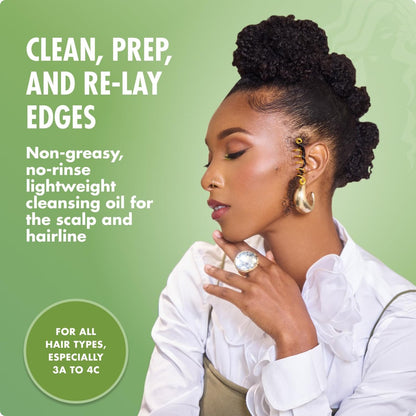 Mielle Organics Rosemary & Mint Scalp & Edge Cleansing Hair Oil - No-Rinse Scalp Cleanser for Product Build Up, Prolongs Hairstyles Between Wash Days & Encourages Longer, Healthier Hair (4 Oz)