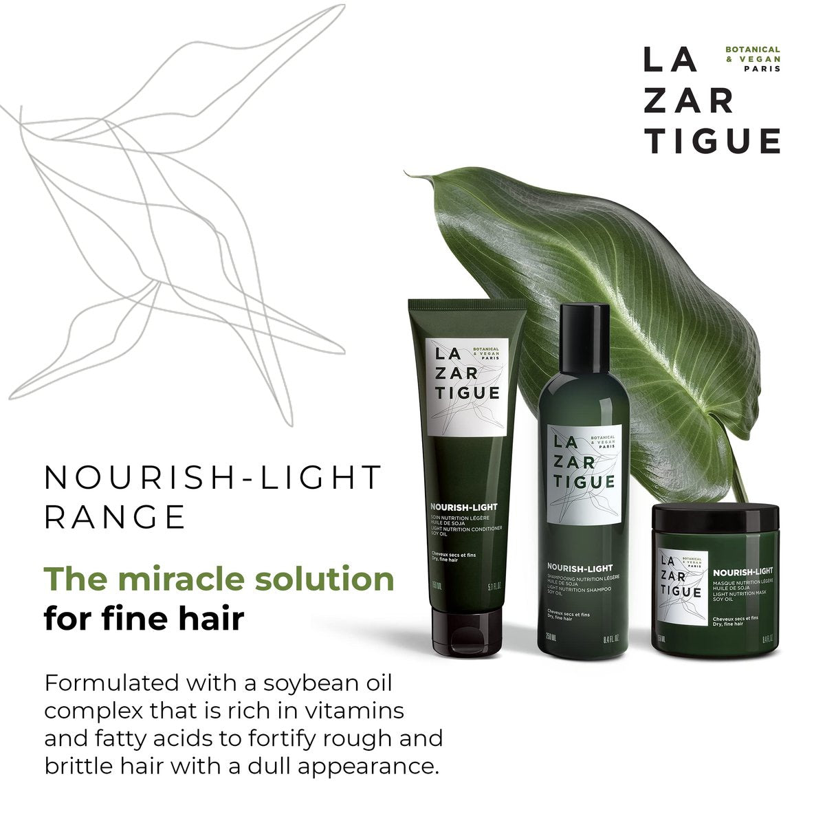 Lazartigue Nourish Light Conditioner - Botanical & Vegan, Silicone-Free, Soybean Oil Enriched Lightweight Hydration for Dry, Fine Hair, 5.1 Fl Oz - görsel 9