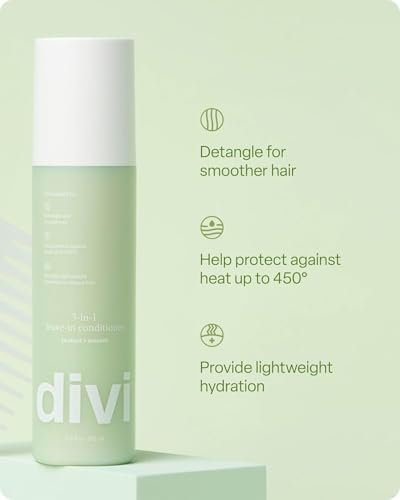 Divi 3-in-1 Leave-In Conditioner Spray - Detangler & Heat Protectant for Frizz Control & Shine, Lightweight Moisturizer - For All Hair Types - 6.5 Fl Oz Avelisse
