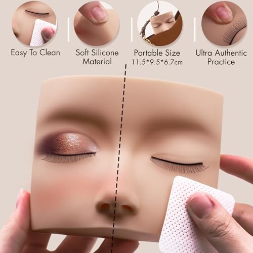 Embagol Lash Extension Practice Kit for Beginners – Professional Eyelash Training Mannequin Head Set with Practice Lashes Avelisse