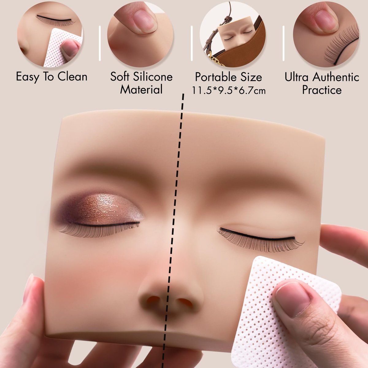 Embagol Lash Extension Practice Kit for Beginners – Professional Eyelash Training Mannequin Head Set with Practice Lashes Avelisse