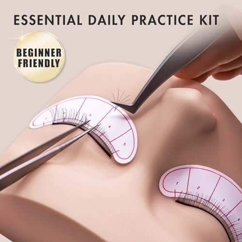 Embagol Lash Extension Practice Kit for Beginners – Professional Eyelash Training Mannequin Head Set with Practice Lashes Avelisse