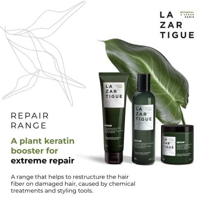 Lazartigue Repair Conditioner with Vegetal Keratin & Hyaluronic Acid – Restorative Care for Damaged Hair, Vegan, Sulfate & Silicone Free (5.2 Fl Oz)
