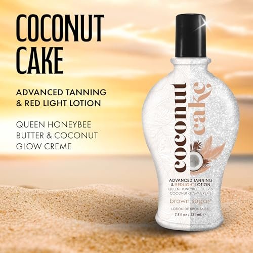 Brown Sugar Coconut Cake Tanning Lotion - Advanced Tanning & Red Light Blend with Royal Honey, Coconut Butter, Collagen & Hyaluronic Acid, 7.5 Fl Oz Avelisse