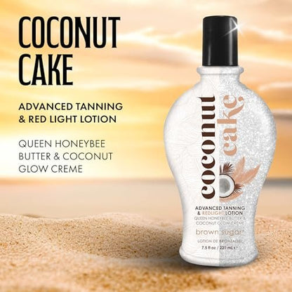 Brown Sugar Coconut Cake Tanning Lotion - Advanced Tanning & Red Light Blend with Royal Honey, Coconut Butter, Collagen & Hyaluronic Acid, 7.5 Fl Oz Avelisse
