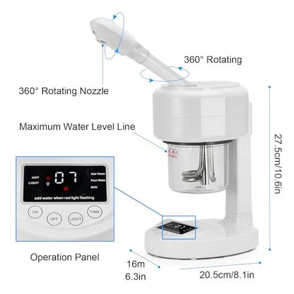 JOSTZHXIN Facial Steamer Nano Ionic Face Steamer with Extendable Arm, 360° Rotating Nozzle for Home or Salon Use Avelisse