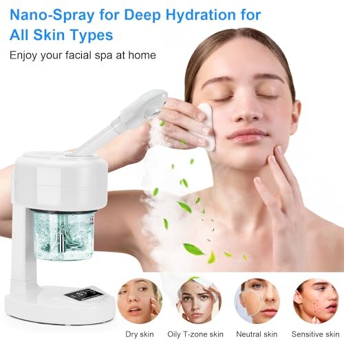 JOSTZHXIN Facial Steamer Nano Ionic Face Steamer with Extendable Arm, 360° Rotating Nozzle for Home or Salon Use Avelisse