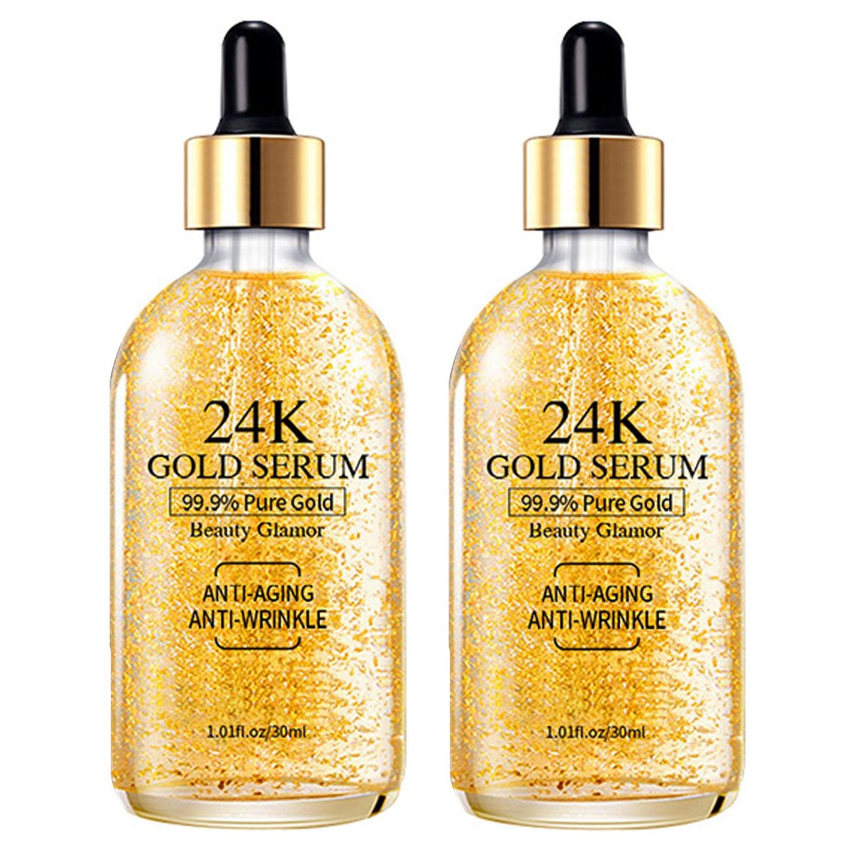 24K Gold Serum for Face, 2-Pack: Anti-Aging Moisturizer with Vitamin C, Collagen Booster & Hyaluronic Acid for Dark Spots & Fine Lines, 2.02 fl oz - görsel 1