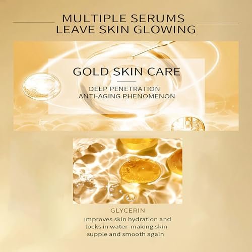 24K Gold Serum for Face, 2-Pack: Anti-Aging Moisturizer with Vitamin C, Collagen Booster & Hyaluronic Acid for Dark Spots & Fine Lines, 2.02 fl oz - görsel 12