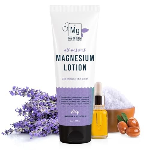 Lavender Scented Melatonin Magnesium Lotion for Sleep | 250 mg Zechstein Magnesium & 3 mg Melatonin per Teaspoon | 6 oz | Relaxing Aromatherapy | Made in USA Avelisse