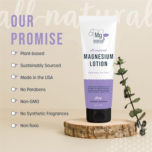 Lavender Scented Melatonin Magnesium Lotion for Sleep | 250 mg Zechstein Magnesium & 3 mg Melatonin per Teaspoon | 6 oz | Relaxing Aromatherapy | Made in USA Avelisse