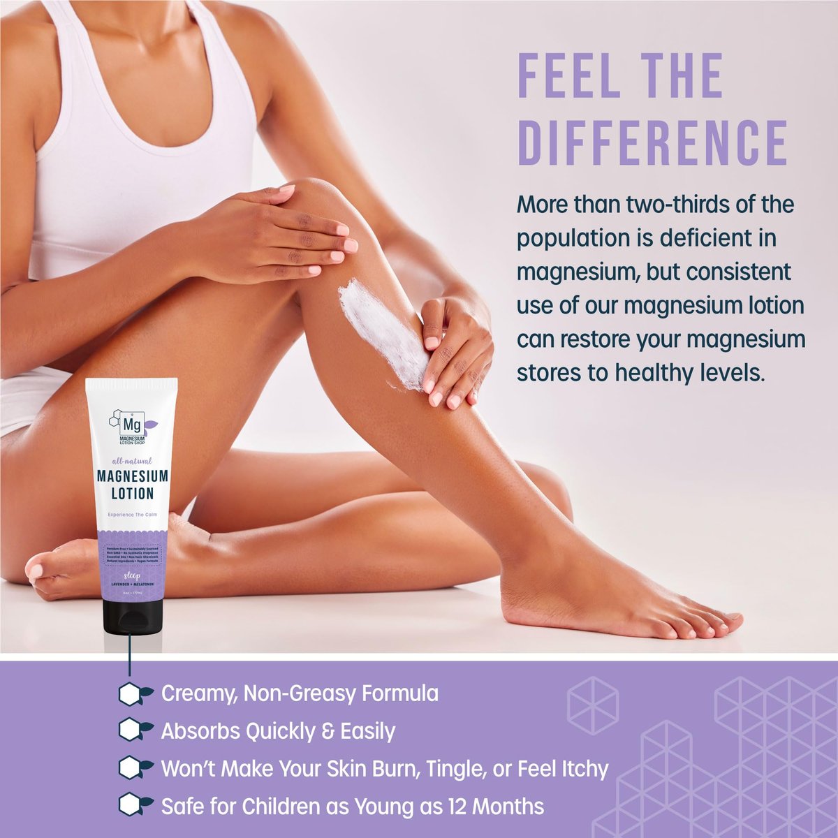 Lavender Scented Melatonin Magnesium Lotion for Sleep | 250 mg Zechstein Magnesium & 3 mg Melatonin per Teaspoon | 6 oz | Relaxing Aromatherapy | Made in USA Avelisse
