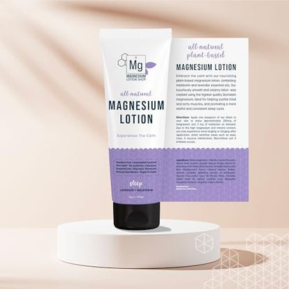 Lavender Scented Melatonin Magnesium Lotion for Sleep | 250 mg Zechstein Magnesium & 3 mg Melatonin per Teaspoon | 6 oz | Relaxing Aromatherapy | Made in USA Avelisse