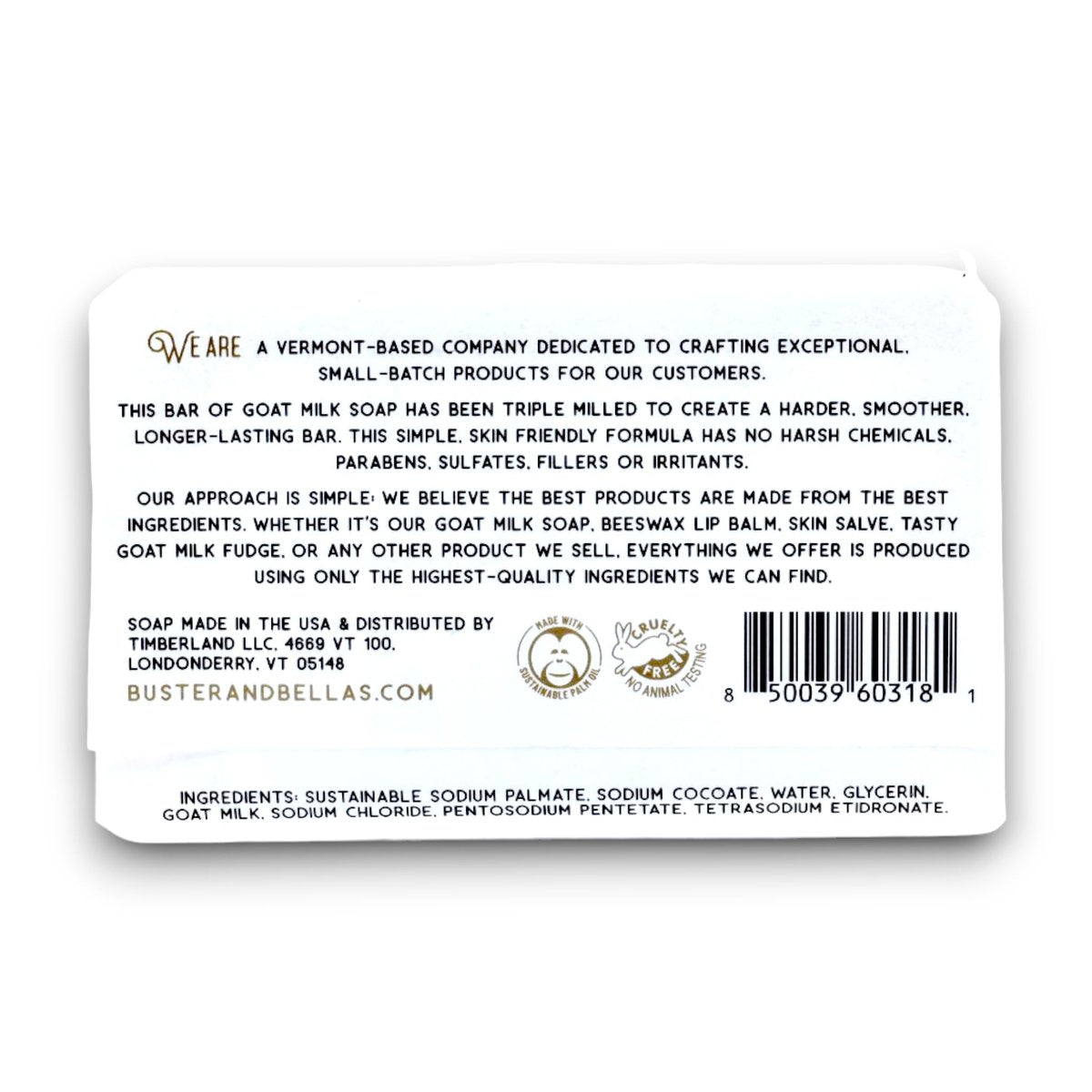 Buster & Bella's Unscented Triple Milled Goat Milk Soap - Sensitive Skin, Cruelty & Fragrance Free, 9 oz Avelisse