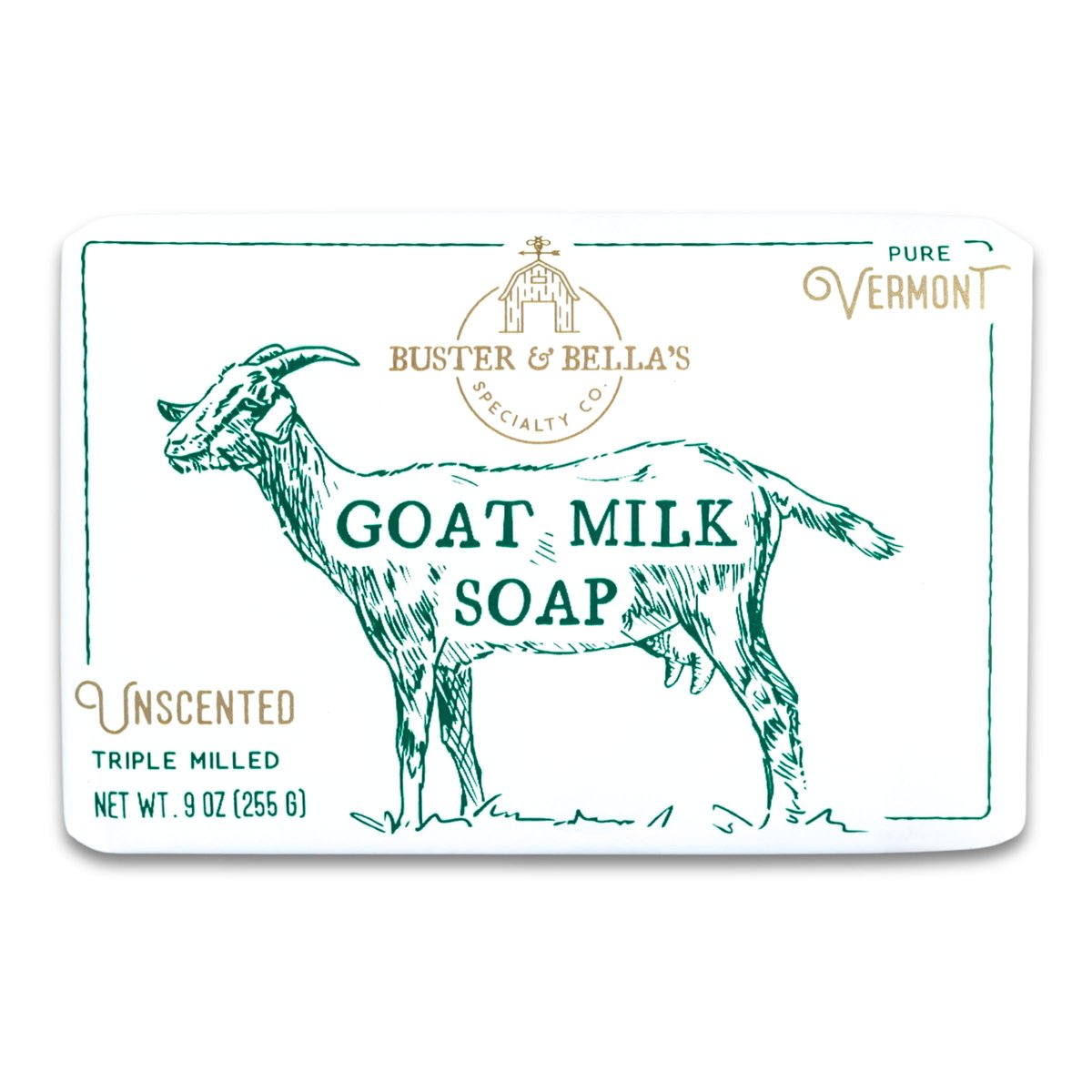 Buster & Bella's Unscented Triple Milled Goat Milk Soap - Sensitive Skin, Cruelty & Fragrance Free, 9 oz Avelisse