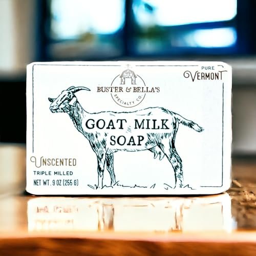 Buster & Bella's Unscented Triple Milled Goat Milk Soap - Sensitive Skin, Cruelty & Fragrance Free, 9 oz Avelisse