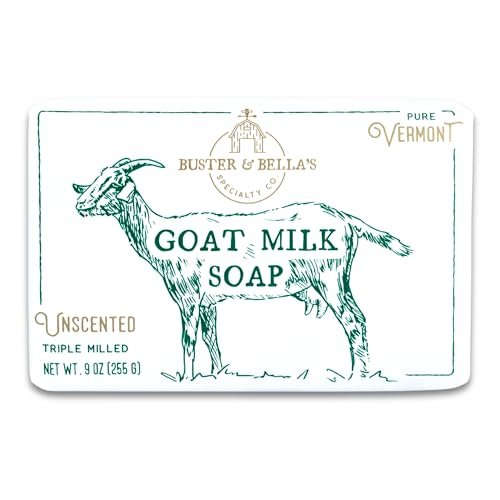 Buster & Bella's Unscented Triple Milled Goat Milk Soap - Sensitive Skin, Cruelty & Fragrance Free, 9 oz Avelisse