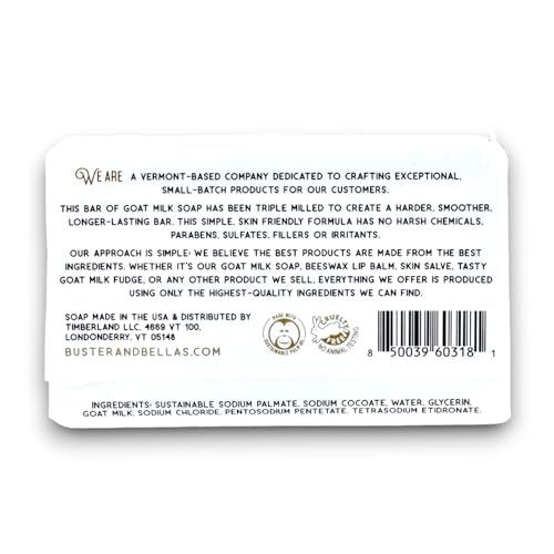 Buster & Bella's Unscented Triple Milled Goat Milk Soap - Sensitive Skin, Cruelty & Fragrance Free, 9 oz Avelisse