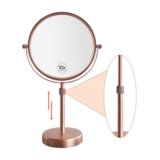 Nicesail Table Mirror 1X 10X Magnifying Double Sided Makeup Mirror, 8 Inch Face Mirror with 360° Rotation, Matte Rose Gold, for Desk