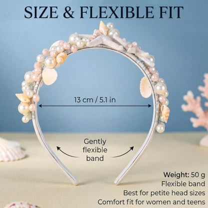 Brishow Mermaid Headband for Women - Silver Starfish Seashell Crown Beach Ocean Outfit Tiara Headpiece Avelisse