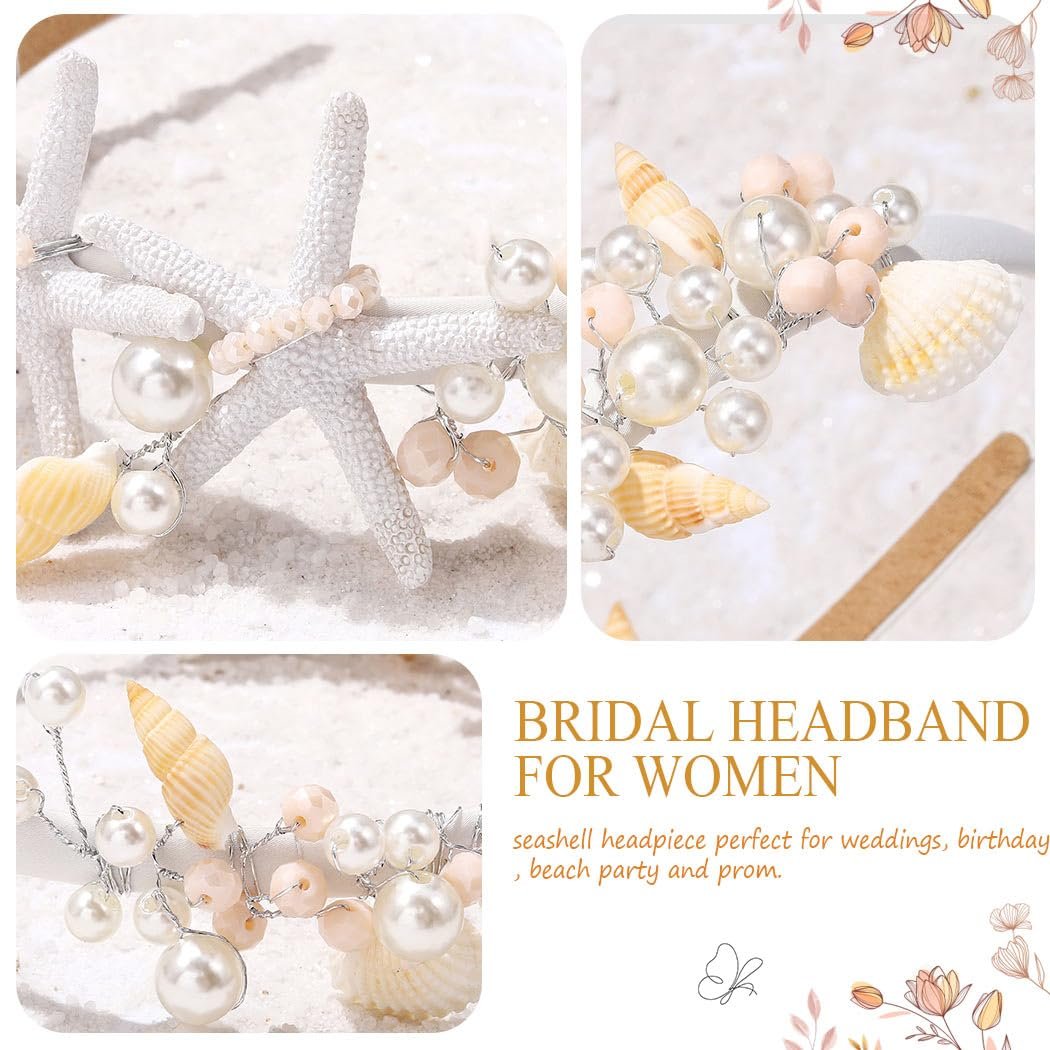 Brishow Mermaid Headband for Women - Silver Starfish Seashell Crown Beach Ocean Outfit Tiara Headpiece Avelisse