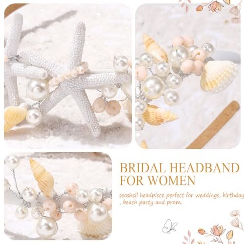 Brishow Mermaid Headband for Women - Silver Starfish Seashell Crown Beach Ocean Outfit Tiara Headpiece Avelisse