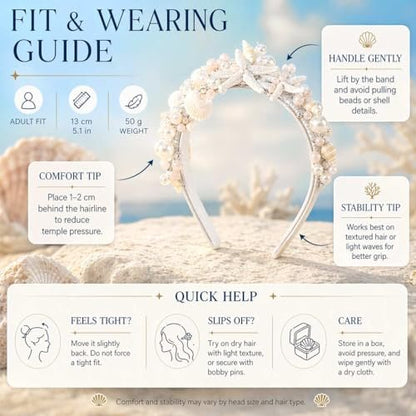 Brishow Mermaid Headband for Women - Silver Starfish Seashell Crown Beach Ocean Outfit Tiara Headpiece Avelisse