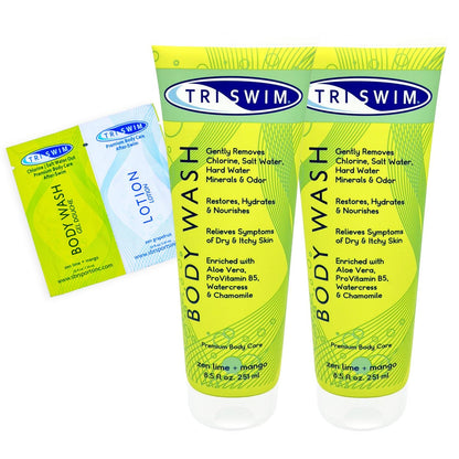 TRISWIM After Swim Chlorine Body Wash for Swimmers – Hydrating & Nourishing with Aloe Vera, Watercress & Chamomile – Relieves Dry, Itchy Skin – Pack of 2 (8.5 Fl Oz Each) Avelisse