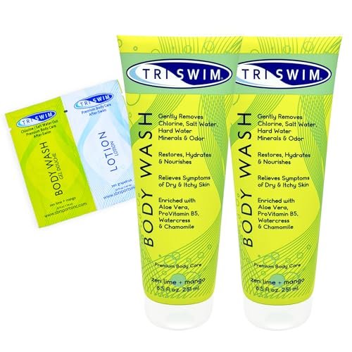 TRISWIM After Swim Chlorine Body Wash for Swimmers – Hydrating & Nourishing with Aloe Vera, Watercress & Chamomile – Relieves Dry, Itchy Skin – Pack of 2 (8.5 Fl Oz Each) Avelisse
