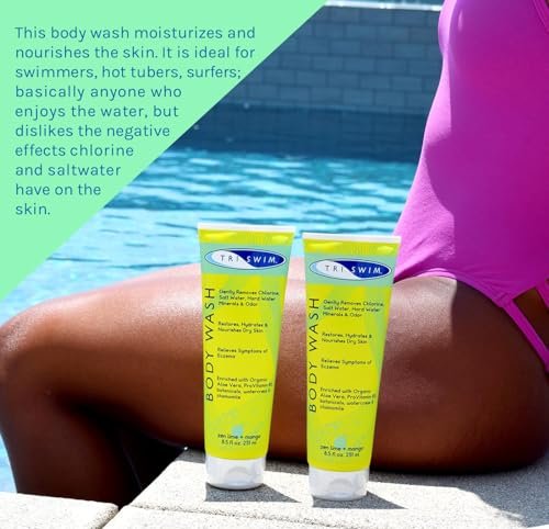 TRISWIM After Swim Chlorine Body Wash for Swimmers – Hydrating & Nourishing with Aloe Vera, Watercress & Chamomile – Relieves Dry, Itchy Skin – Pack of 2 (8.5 Fl Oz Each) Avelisse