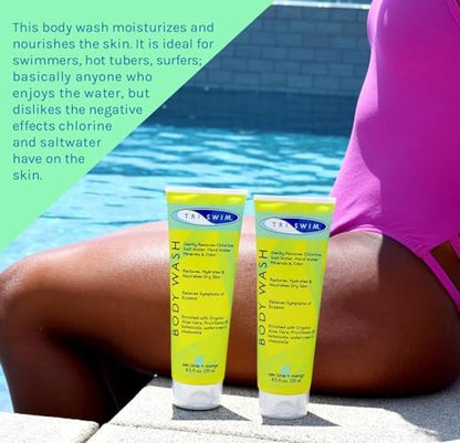 TRISWIM After Swim Chlorine Body Wash for Swimmers – Hydrating & Nourishing with Aloe Vera, Watercress & Chamomile – Relieves Dry, Itchy Skin – Pack of 2 (8.5 Fl Oz Each) Avelisse