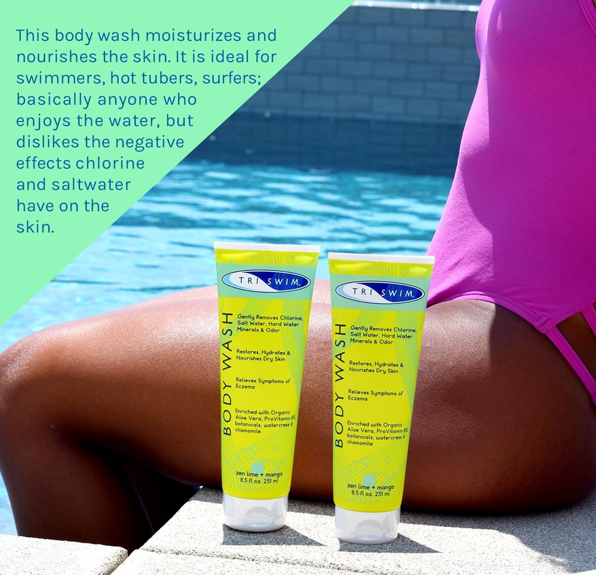 TRISWIM After Swim Chlorine Body Wash for Swimmers – Hydrating & Nourishing with Aloe Vera, Watercress & Chamomile – Relieves Dry, Itchy Skin – Pack of 2 (8.5 Fl Oz Each) Avelisse