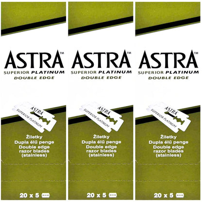 The Shave Factory Premium Shaving Set - Astra Platinum Double Edge Safety Razor Blades (300 Count) Avelisse