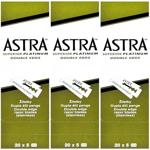 The Shave Factory Premium Shaving Set - Astra Platinum Double Edge Safety Razor Blades (300 Count) Avelisse