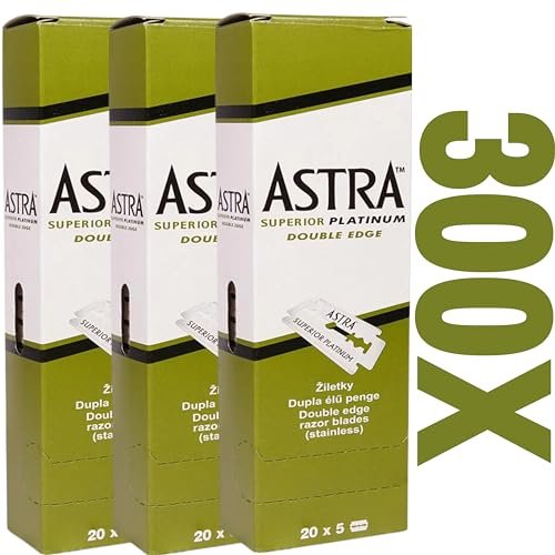 The Shave Factory Premium Shaving Set - Astra Platinum Double Edge Safety Razor Blades (300 Count) Avelisse