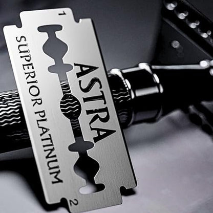 The Shave Factory Premium Shaving Set - Astra Platinum Double Edge Safety Razor Blades (300 Count) Avelisse