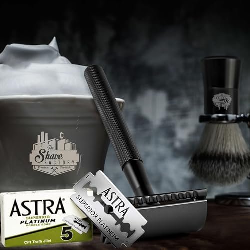 The Shave Factory Premium Shaving Set - Astra Platinum Double Edge Safety Razor Blades (300 Count) Avelisse
