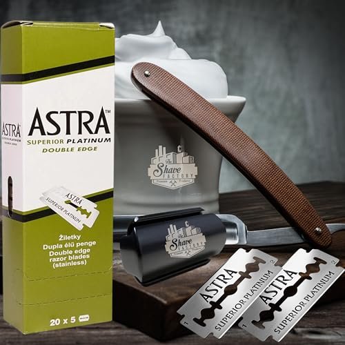 The Shave Factory Premium Shaving Set - Astra Platinum Double Edge Safety Razor Blades (300 Count) Avelisse