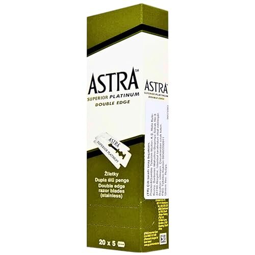 The Shave Factory Premium Shaving Set - Astra Platinum Double Edge Safety Razor Blades (300 Count) Avelisse