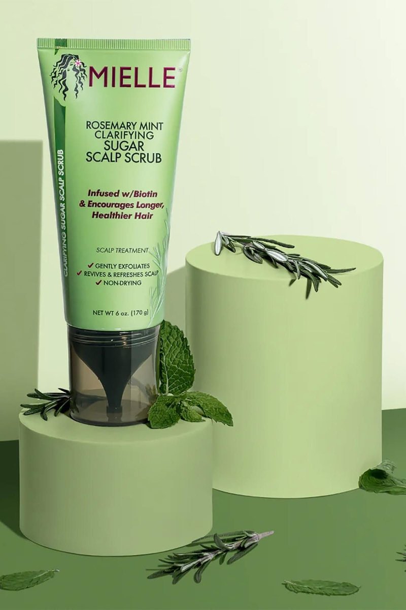 Mielle Organics Rosemary & Mint Sugar Exfoliating Scalp Scrub - Gentle Pre-Shampoo Dry Scalp Treatment for Oil & Product Buildup - Biotin Infused Non-Drying, Moisturizing Formula (6 Fl Oz) - görsel 9