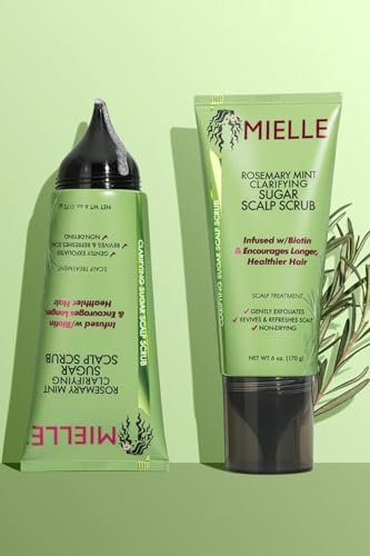 Mielle Organics Rosemary & Mint Sugar Exfoliating Scalp Scrub - Gentle Pre-Shampoo Dry Scalp Treatment for Oil & Product Buildup - Biotin Infused Non-Drying, Moisturizing Formula (6 Fl Oz) - görsel 12