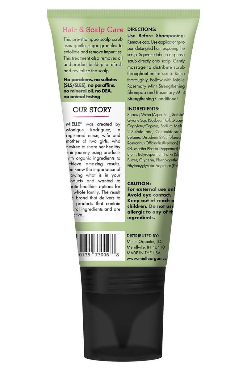 Mielle Organics Rosemary & Mint Sugar Exfoliating Scalp Scrub - Gentle Pre-Shampoo Dry Scalp Treatment for Oil & Product Buildup - Biotin Infused Non-Drying, Moisturizing Formula (6 Fl Oz) - görsel 3
